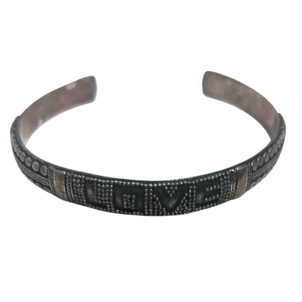 Silver "LOVE Engraved Bangle Bracelet | Adjustable